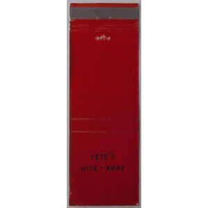 Vintage Front Strike Matchbook Cover Pete's Hide Away Palm Springs CA Red